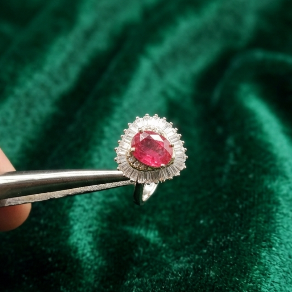 925 Silver Ring with Real Ruby Stone – Premium Rhodium Plated Finish
