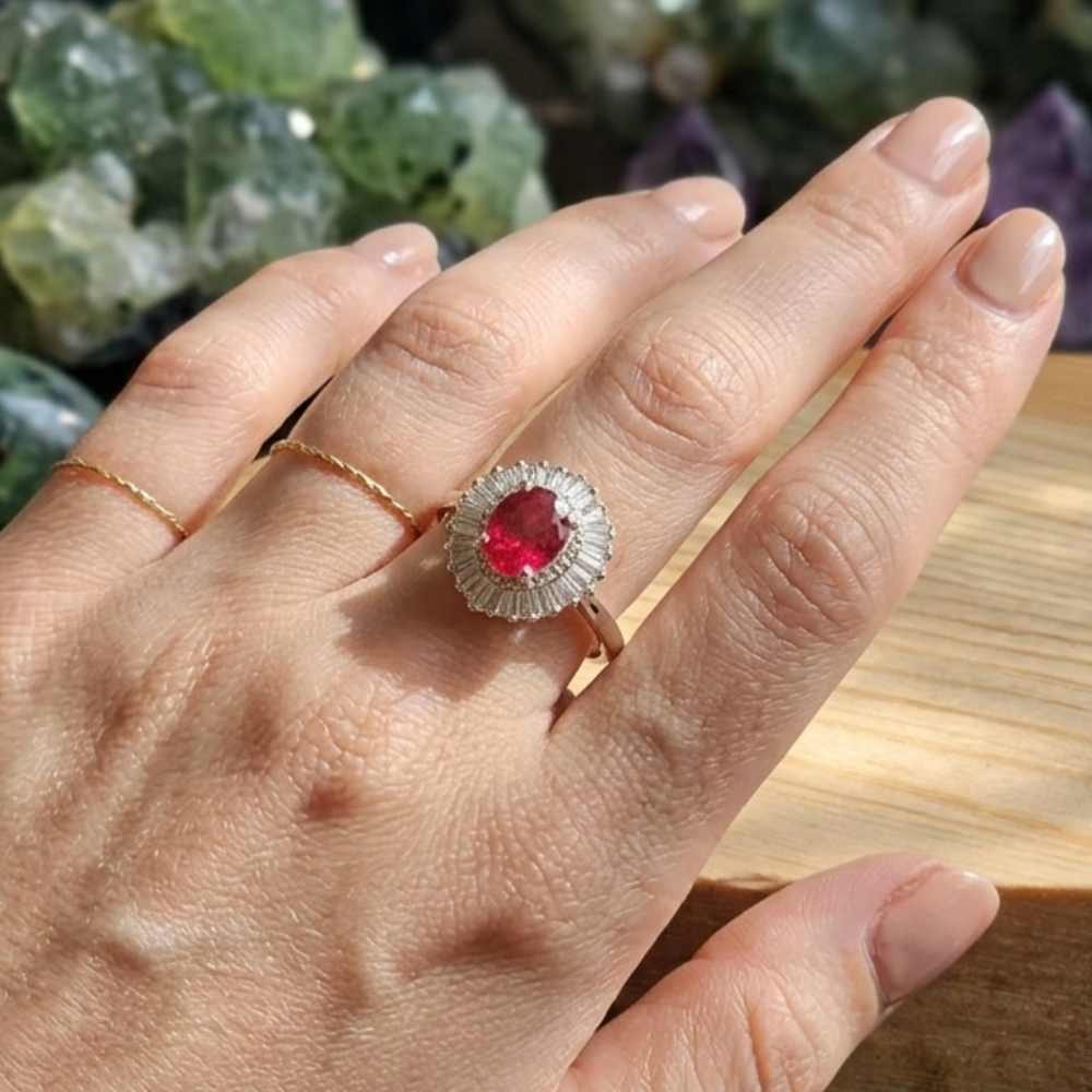 925 Silver Ring with Real Ruby Stone – Premium Rhodium Plated Finish