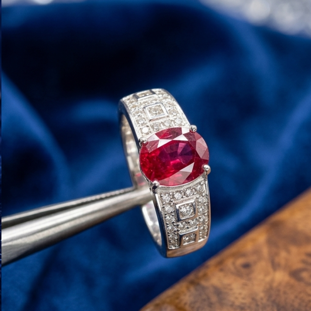Real Ruby Stone Italian 925 Silver Ring