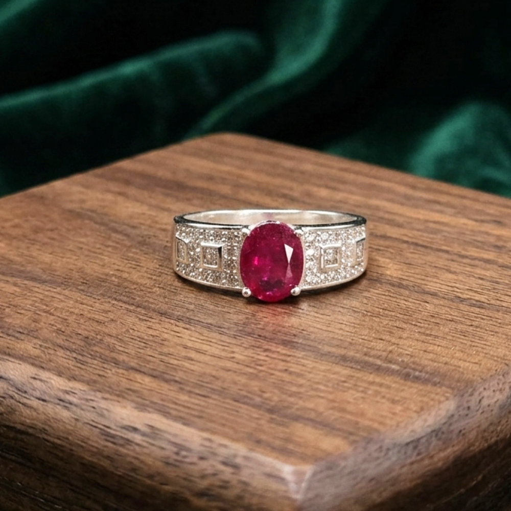 Real Ruby Stone Italian 925 Silver Ring