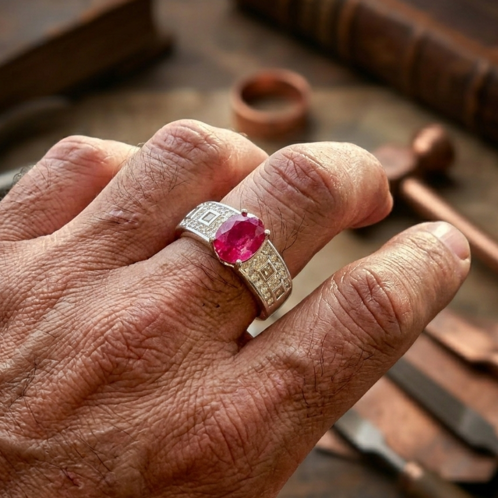 Real Ruby Stone Italian 925 Silver Ring