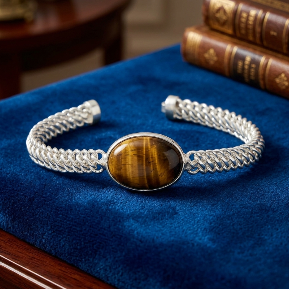 Real Tiger Stone Silver (Chandi) Bracelet