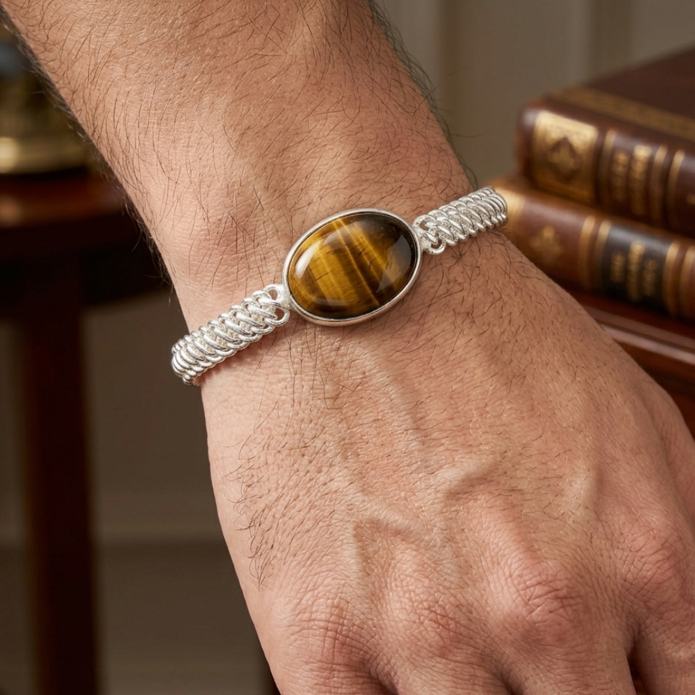 Real Tiger Stone Silver (Chandi) Bracelet