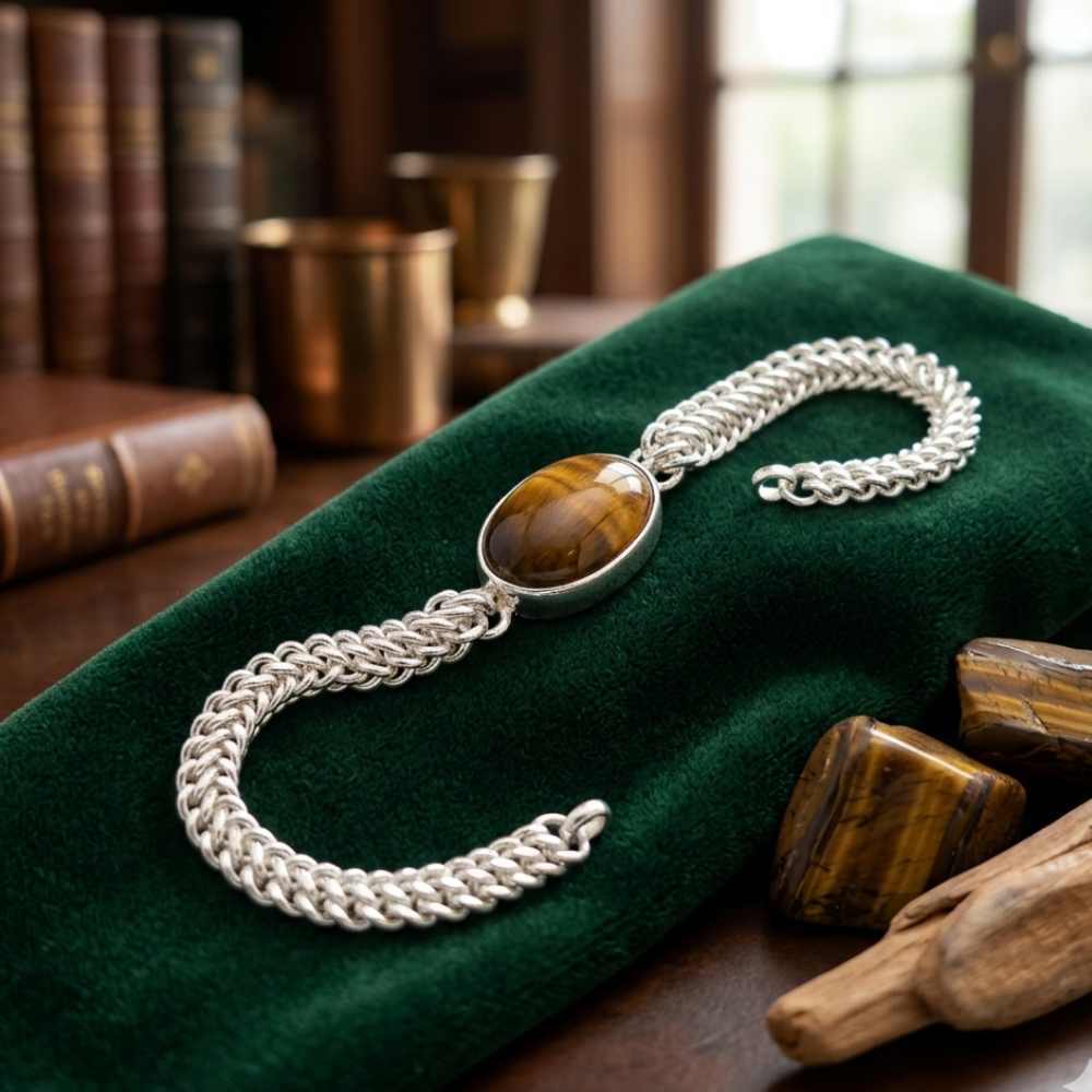 Real Tiger Stone Silver (Chandi) Bracelet