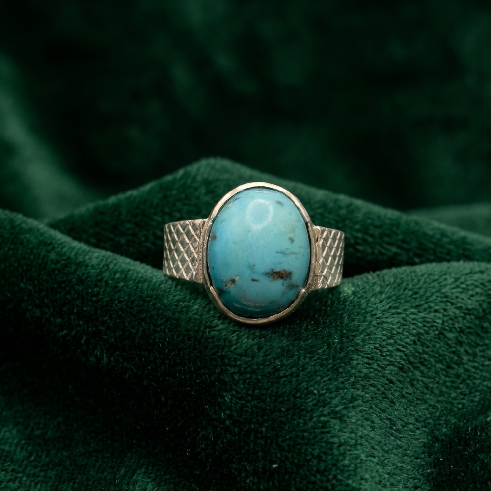 Real Irani Shajri Feroza Silver Ring for Men