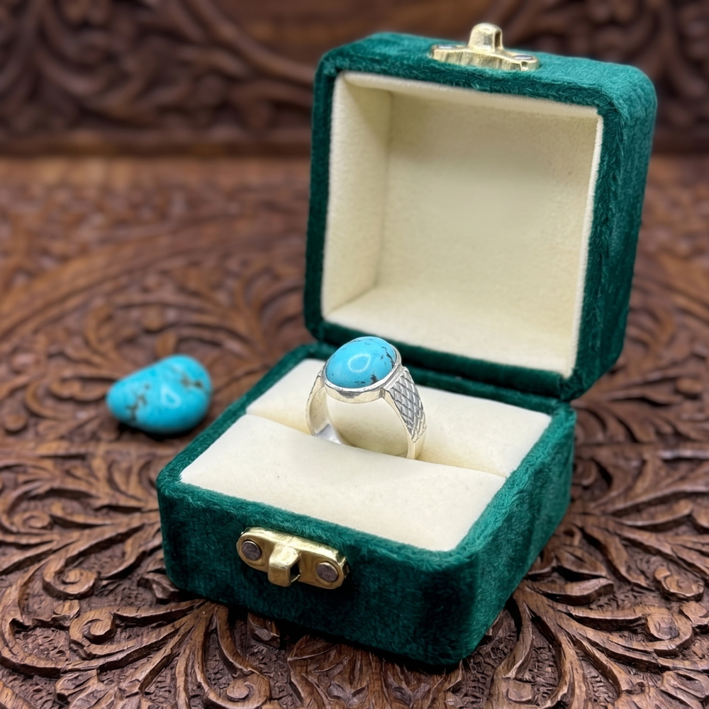 Real Irani Shajri Feroza Silver Ring for Men