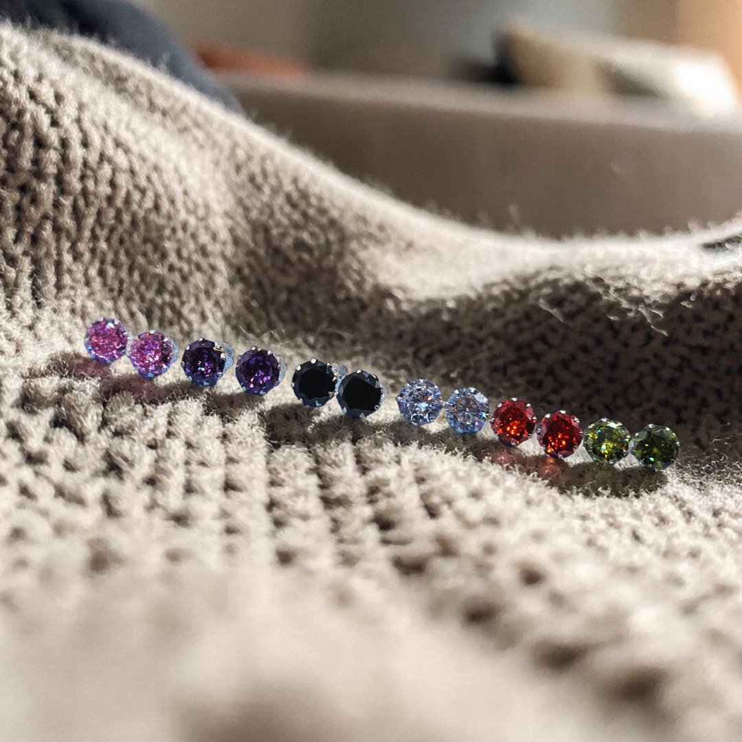 6 mm Zircon Chandi Ear Pins (Tops)