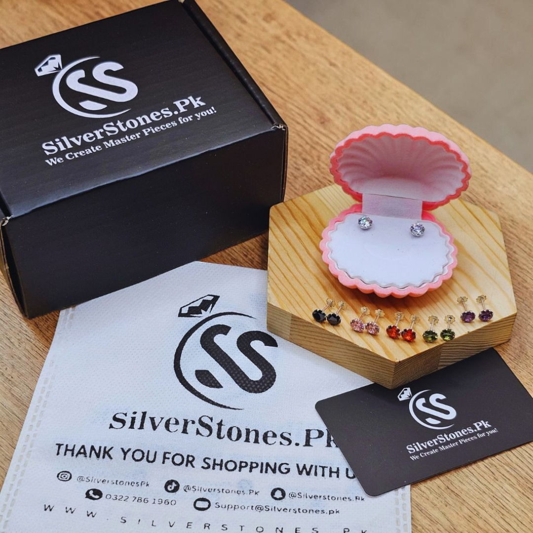 6 mm Zircon Chandi Ear Pins (Tops)