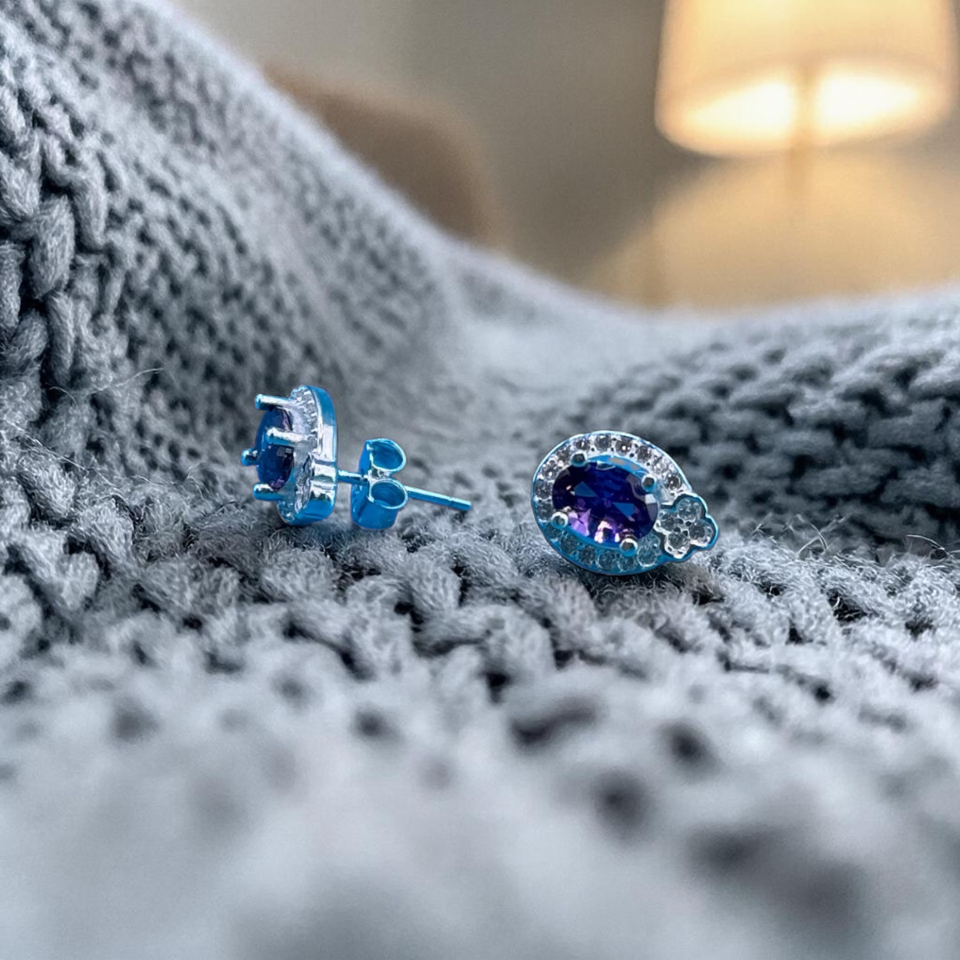 Italian 925 Sterling Silver Ear Studs
