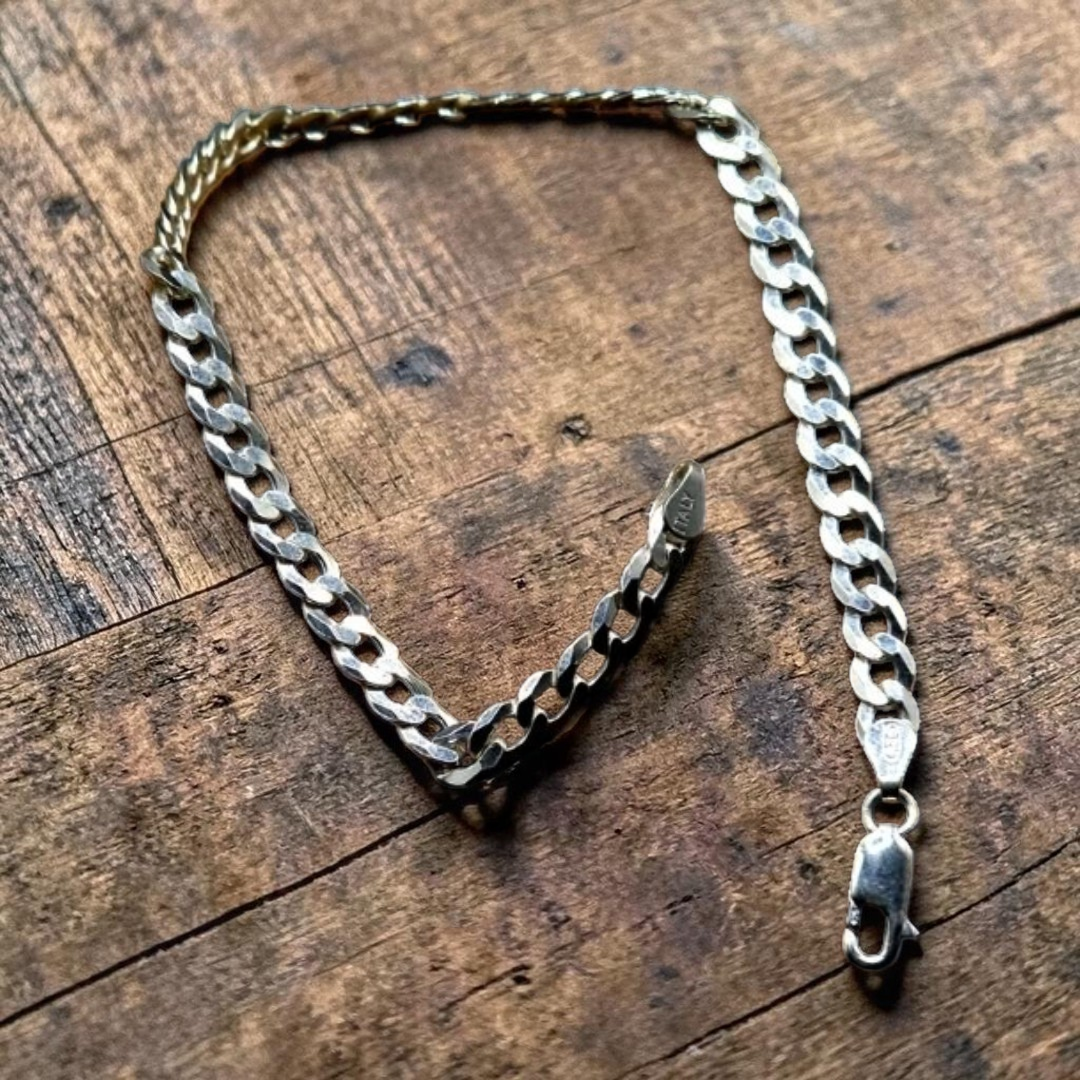 4mm Italian 925 Sterling Silver Cuban Bracelet for Men