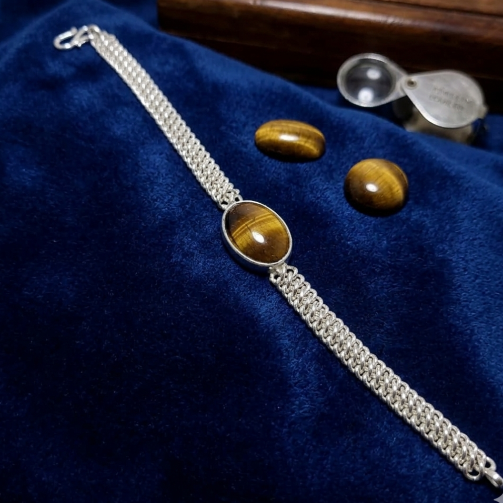 Real Tiger Stone Silver (Chandi) Bracelet
