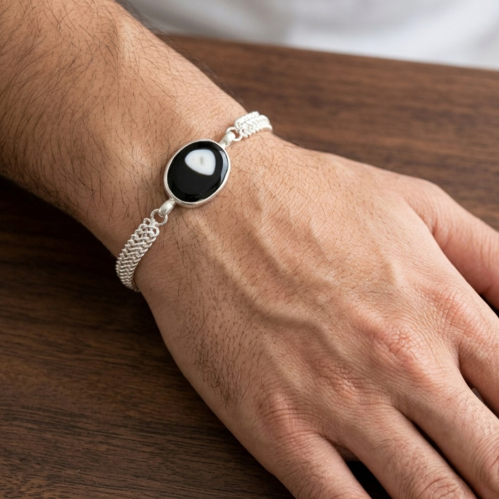 Real Irani Aqeeq Silver Bracelet