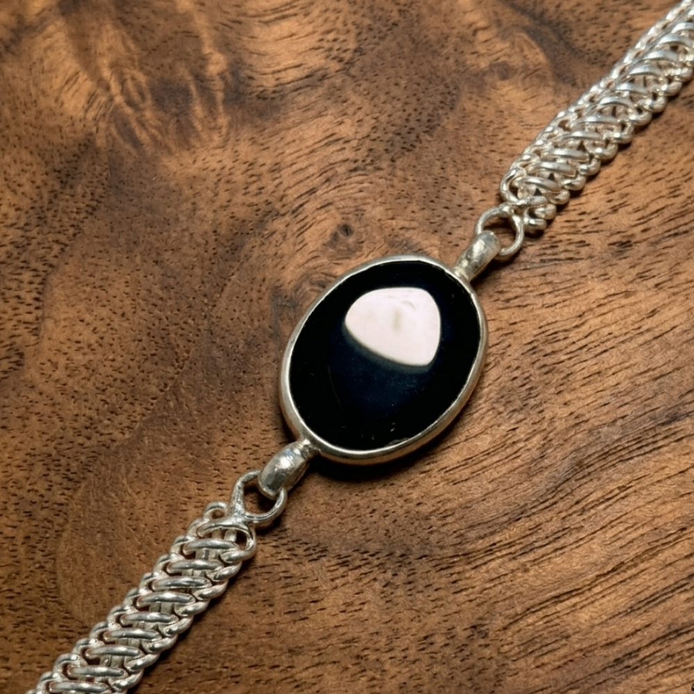 Real Irani Aqeeq Silver Bracelet