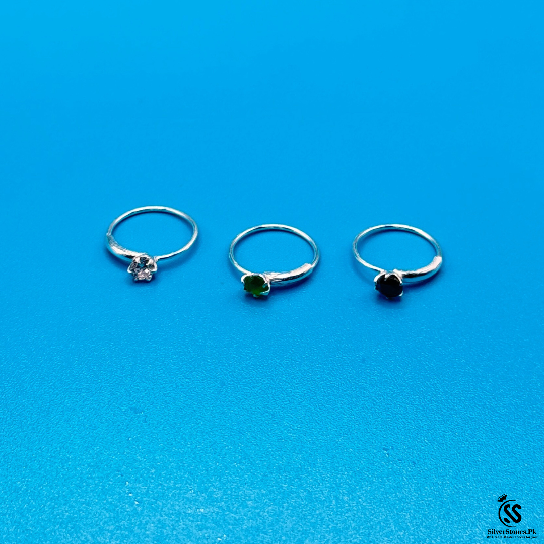 Silver (Chandi) Zircon Nose Ring - SilverStones.Pk