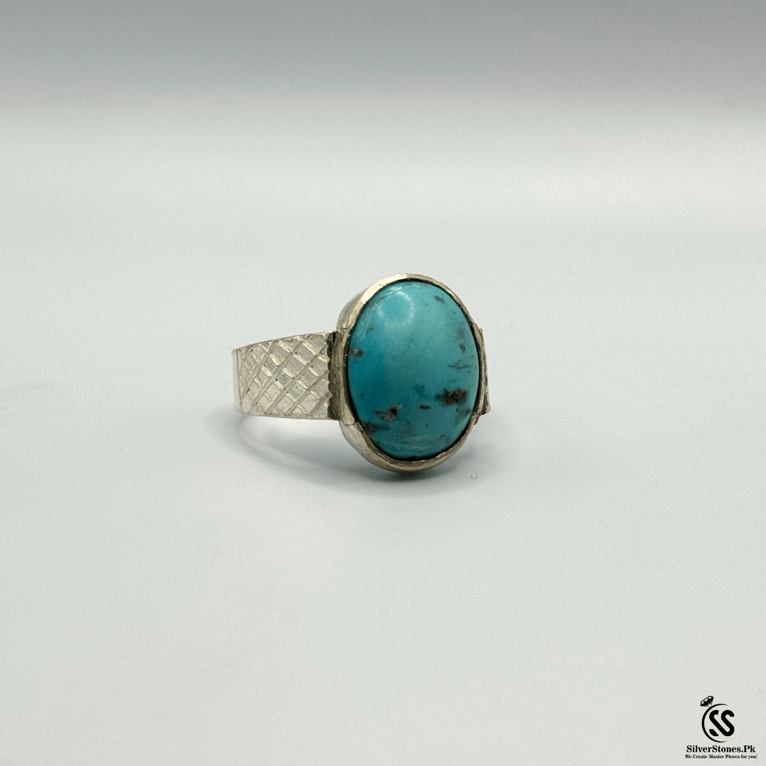 Real Irani Shajri Feroza Silver Ring for Men