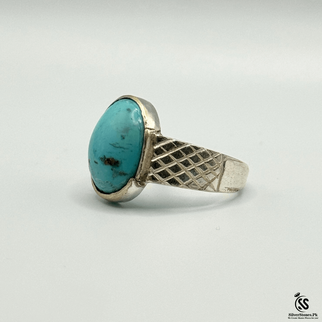 Real Irani Shajri Feroza Silver Ring for Men