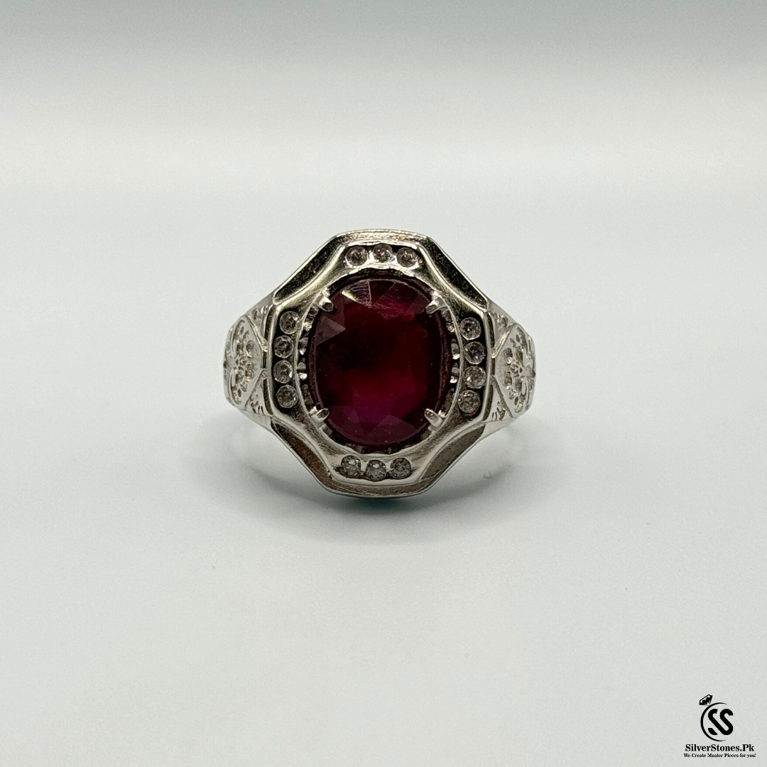 Real Ruby Italian Silver Ring for Men