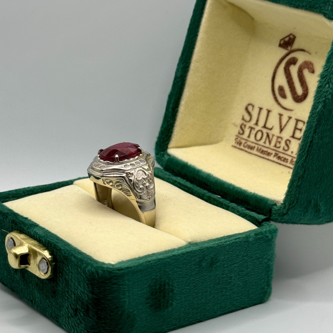 Real Ruby Italian Silver Ring for Men