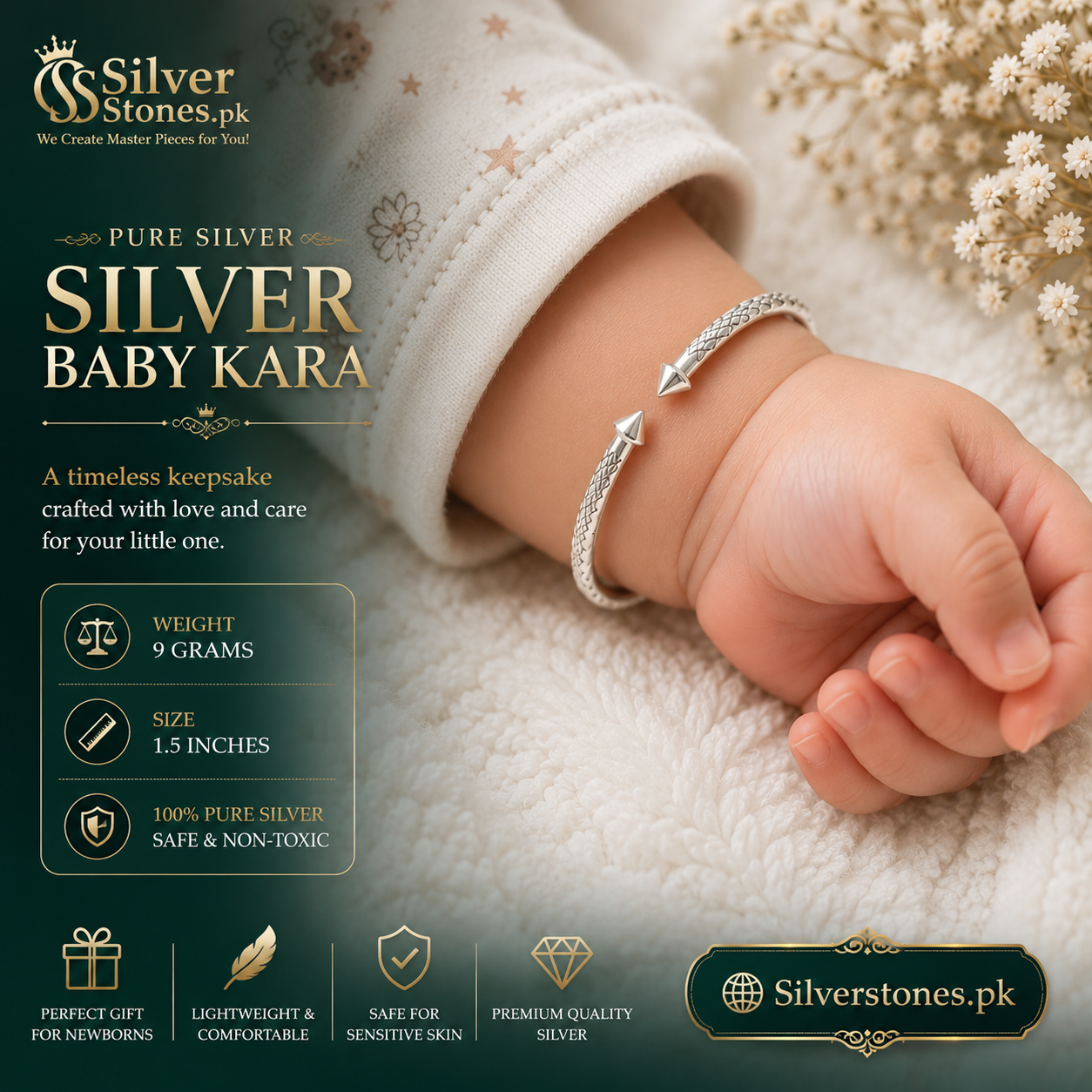 Pure silver kara for babies