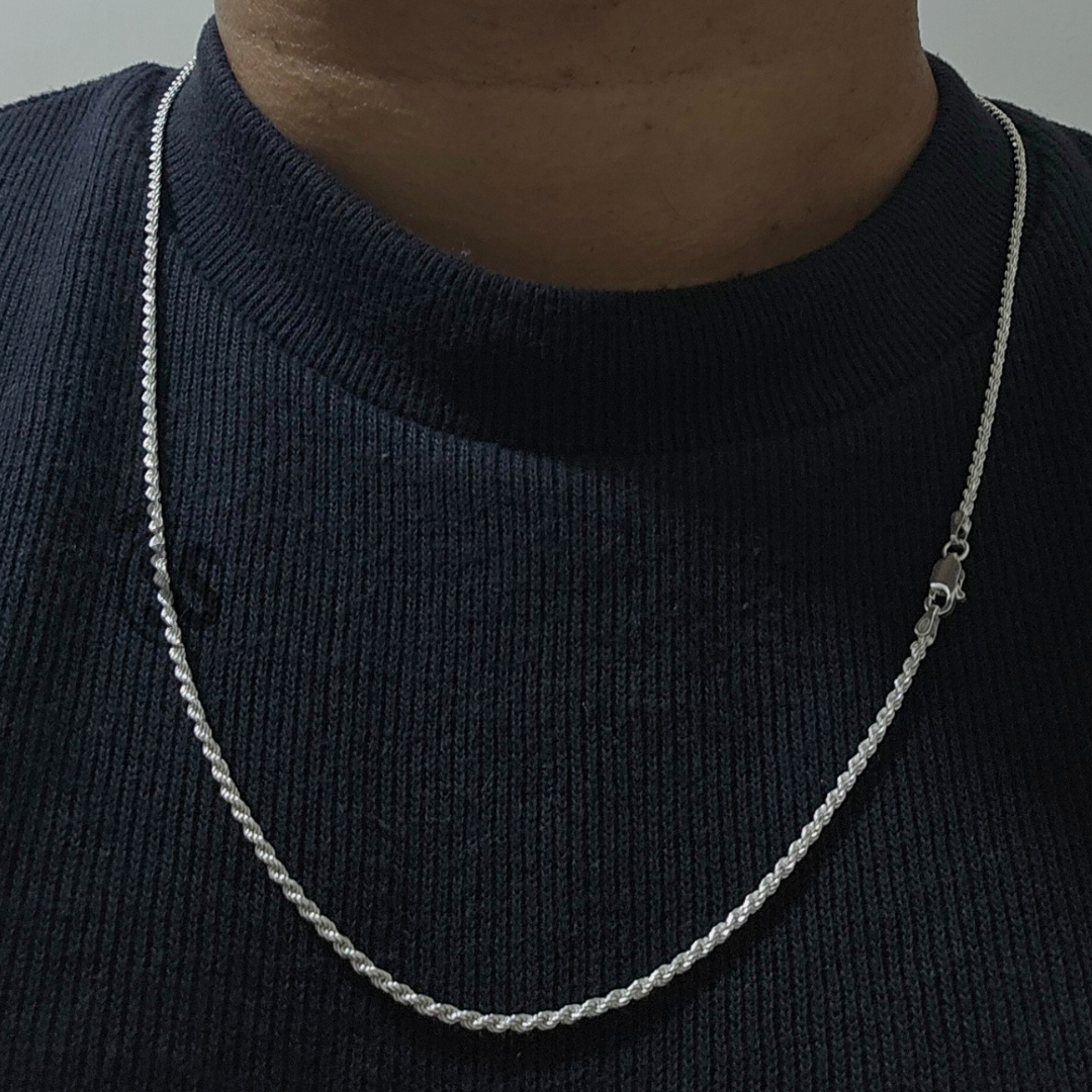 Italian 925 Silver (Chandi) 2 mm Rope Chain - SilverStones.Pk