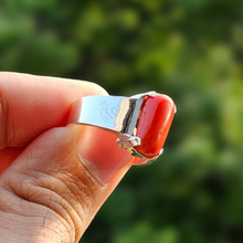 Real Red Coral (Marjan) Silver Ring