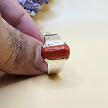 Real Red Coral (Marjan) Silver Ring