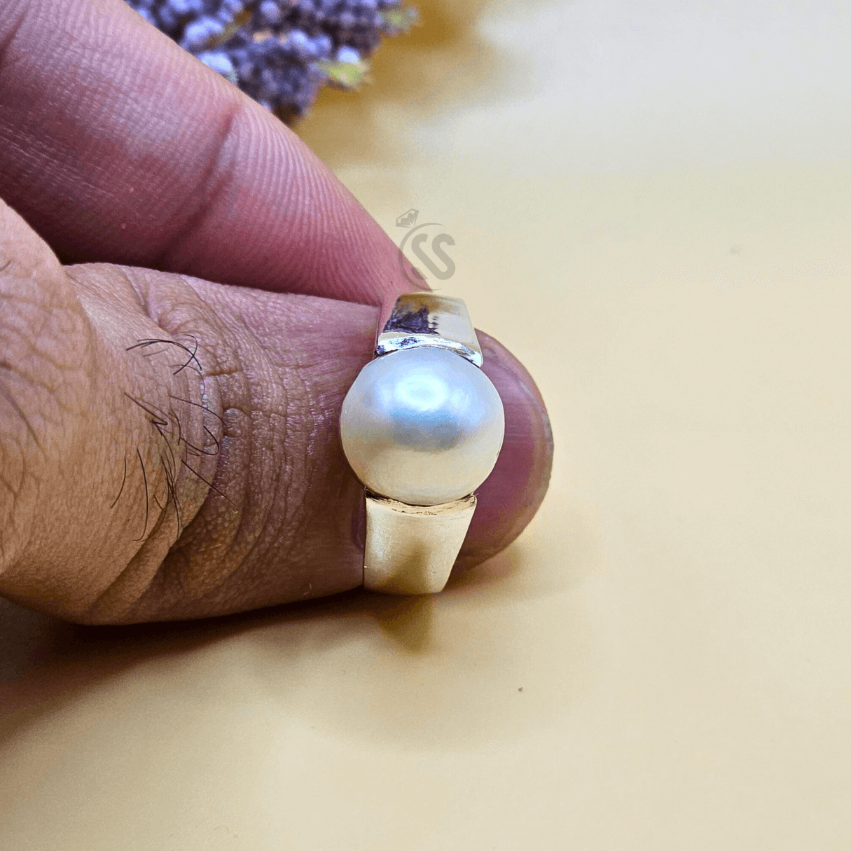 Real Pearl Stone Silver Ring