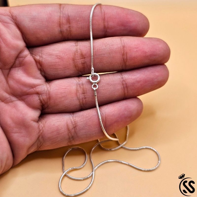 1 mm italian 925 Silver Snake Chain for Girls - SilverStones.Pk