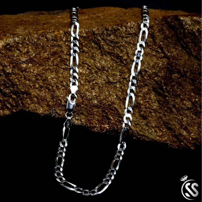 5mm Figaro Silver Chain - Italian 925 Silver