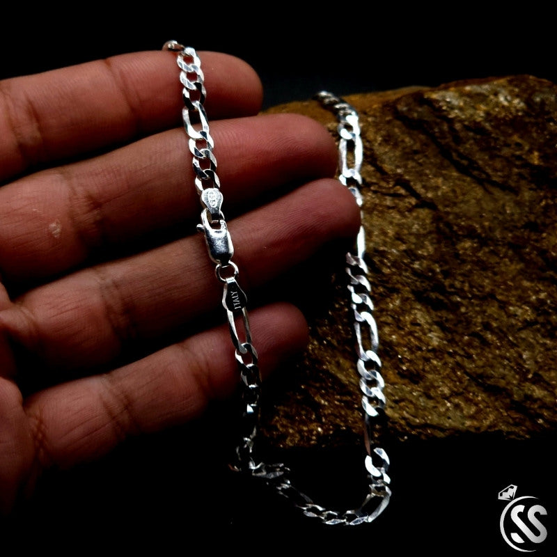 5mm Figaro Silver Chain - Italian 925 Silver