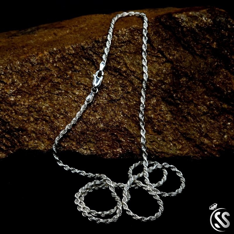 Buy Italian 925 Silver (Chandi) 2 mm Rope Chain – Silver Jewelry in ...