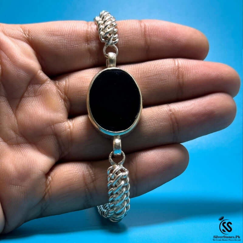 Real Irani Aqeeq Silver Bracelet