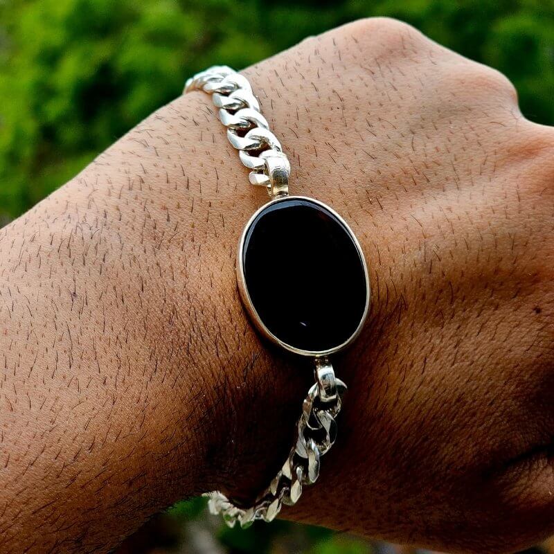 Real Irani Aqeeq Silver Bracelet
