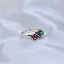 Real Ruby & Emerald 925 Silver Ring