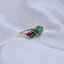 Real Ruby & Emerald 925 Silver Ring