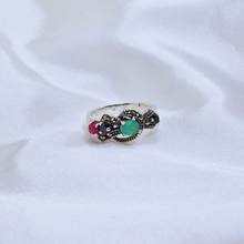 Real Ruby & Emerald 925 Silver Ring
