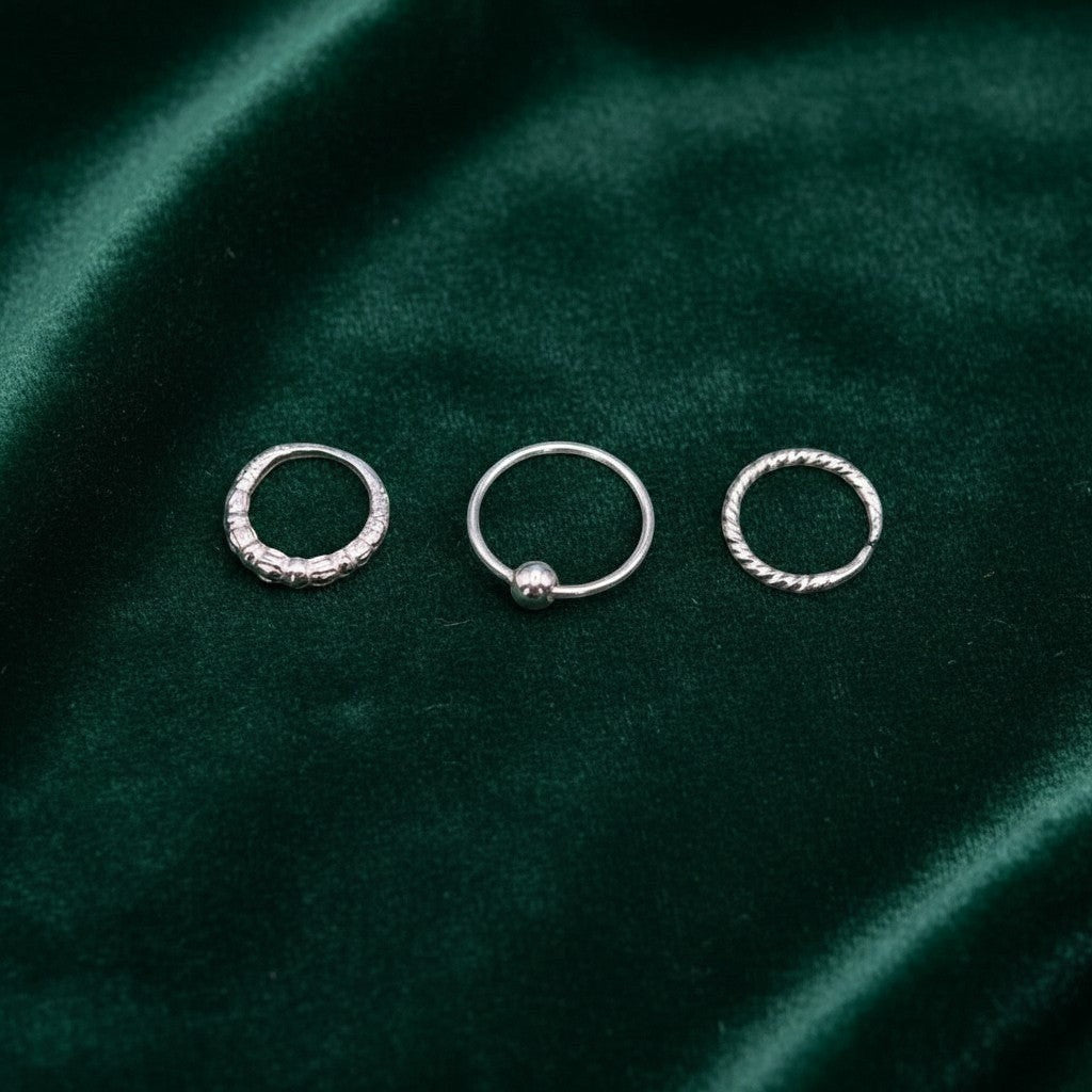 Classic silver hoop nose ring 10mm diameter pure 925 sterling silver everyday jewelry Pakistan