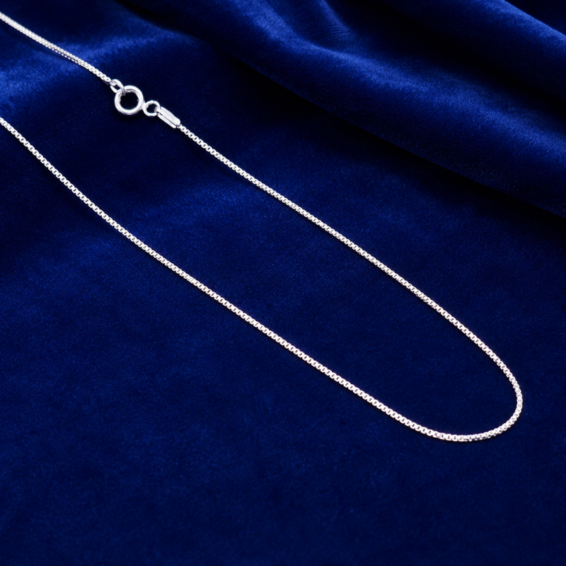 Delicate 925 sterling silver chain with clasp on female hand