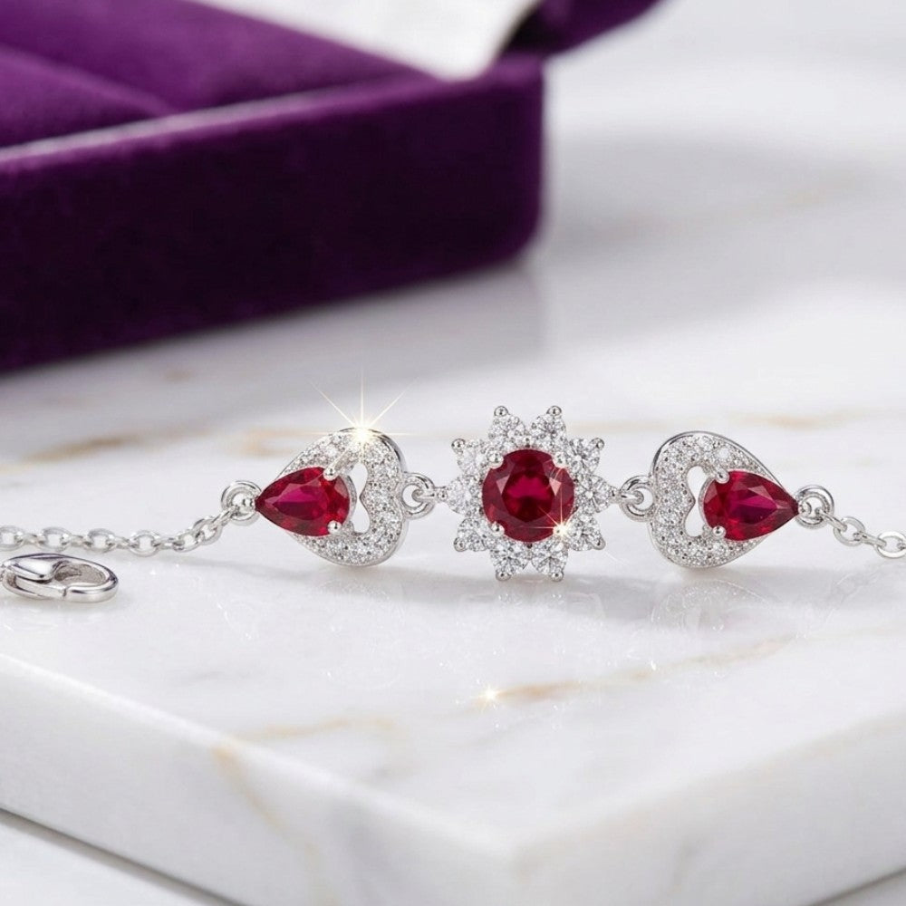 Designer 925 Silver Ladies Bracelet with Zircon Accents