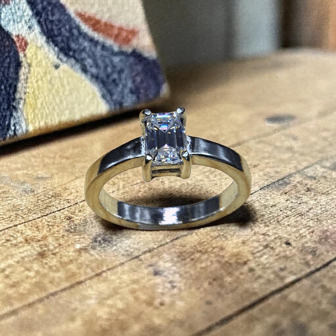 Emerald cut moissanite diamond couple rings 1 carat each pure silver
handmade GRA certified SilverStones.pk Pakistan