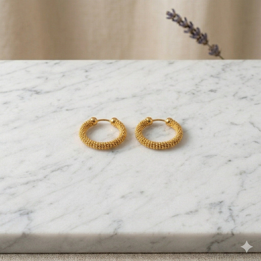 24 Carat Gold Plated Pure Silver Earrings - 15mm