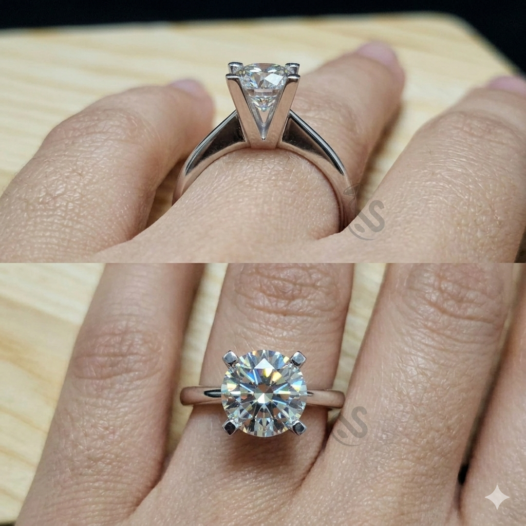 Ladies Moissanite Diamond Ring in Silver