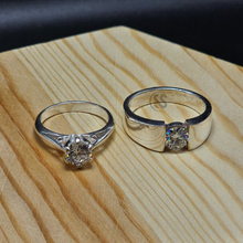 Silver Couple Rings with Moissanite Diamonds