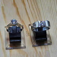 Silver Couple Rings with Moissanite Diamonds