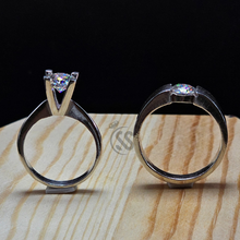 Silver Couple Rings with Moissanite Diamonds