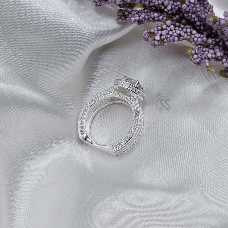 925 Italian Silver Moissanite Diamond Ring – 1 Carat | A+ Quality with Certificate