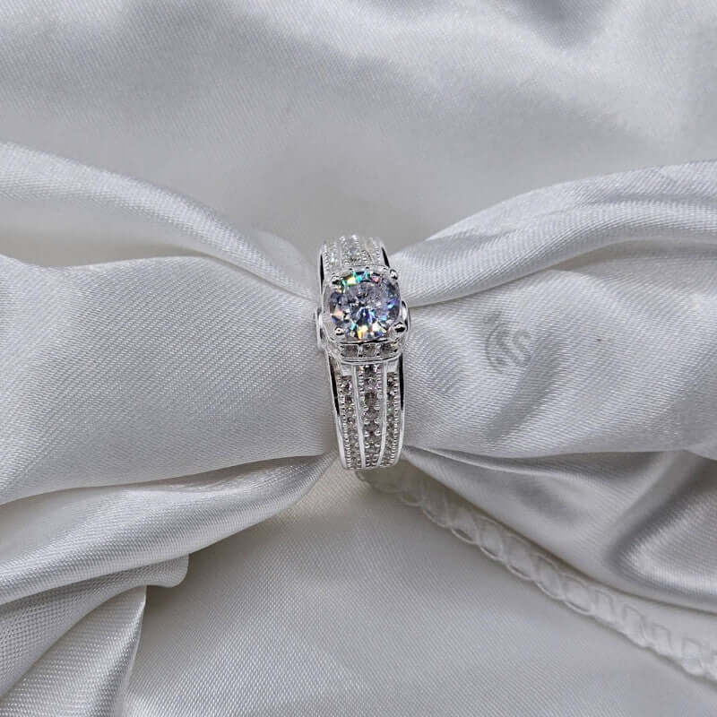 Italian Silver Moissanite Diamond Ring – 1 Carat | A+ Quality with Certificate