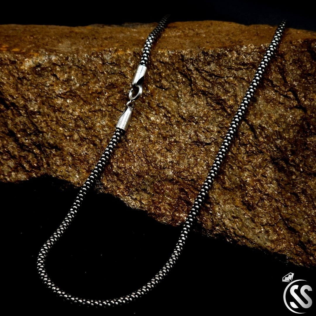 Turkish Silver Vintage Style 925 Chain for Men (22 Inches, 3mm Width)