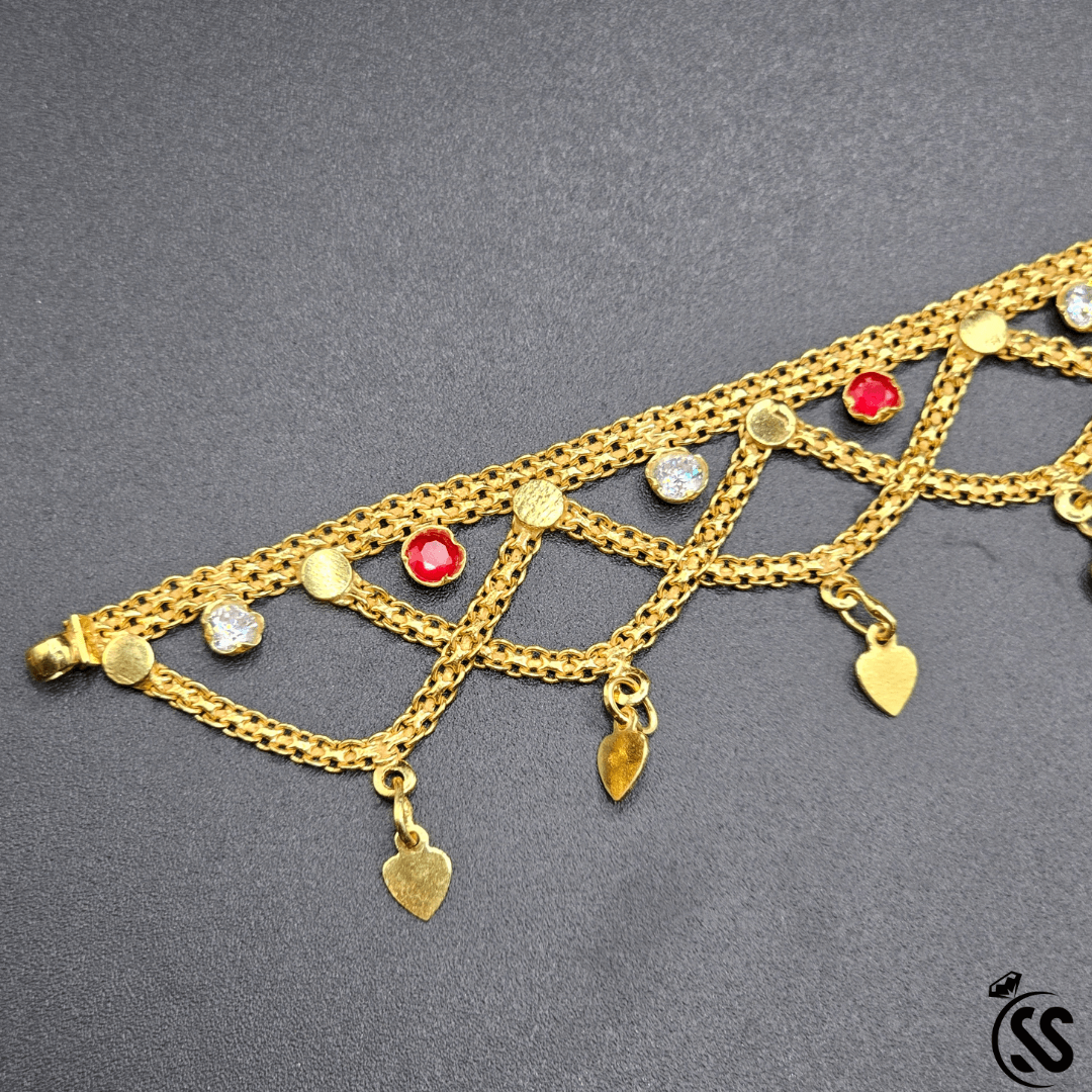 Elegant Gold-Plated Silver Anklet with Zircon Stones