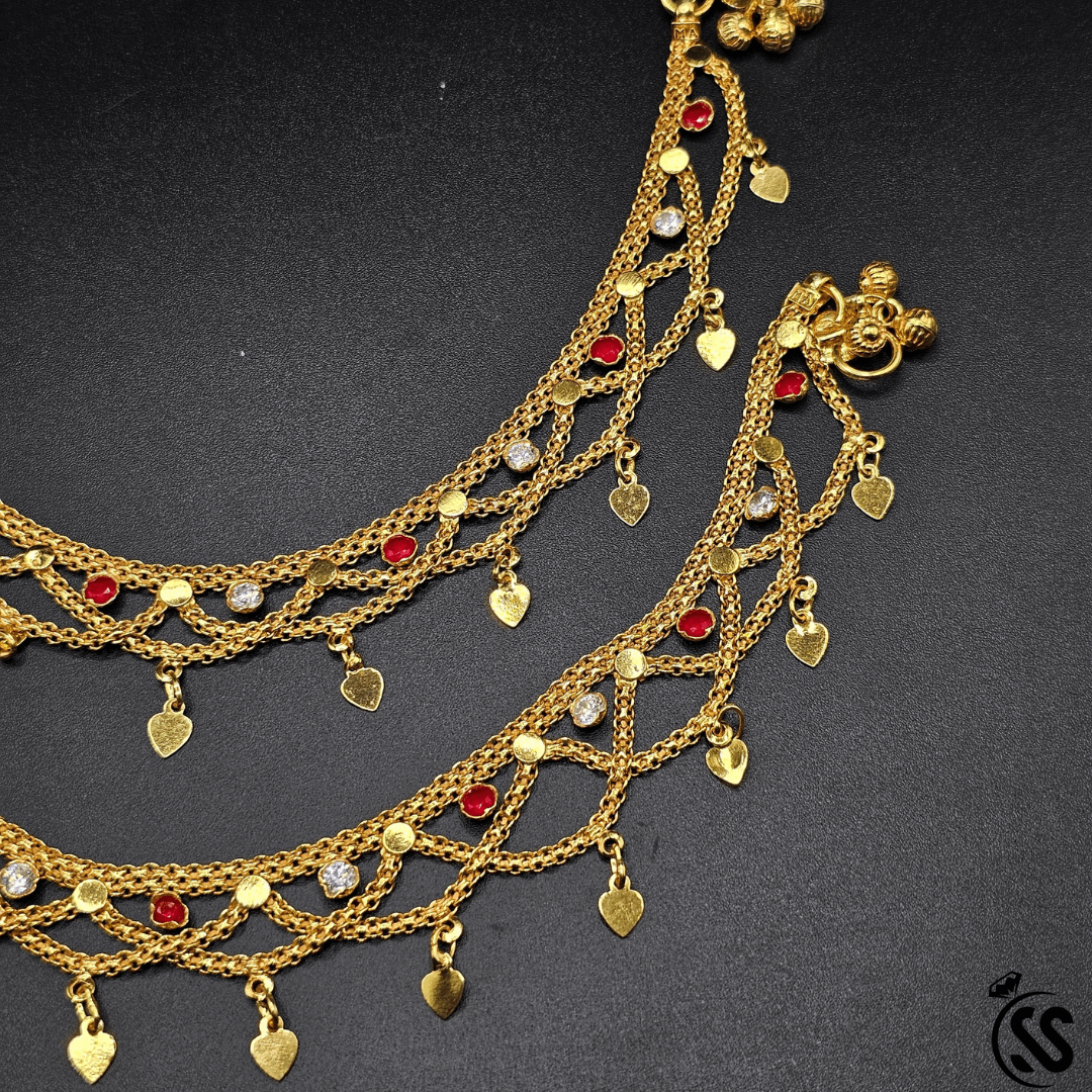Elegant Gold-Plated Silver Anklet with Zircon Stones